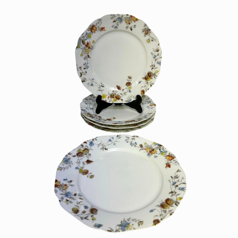 Antique 1910-1920 Haviland & Co. Limoges 'Amber Rose' Octagonal Plates-5 Pieces